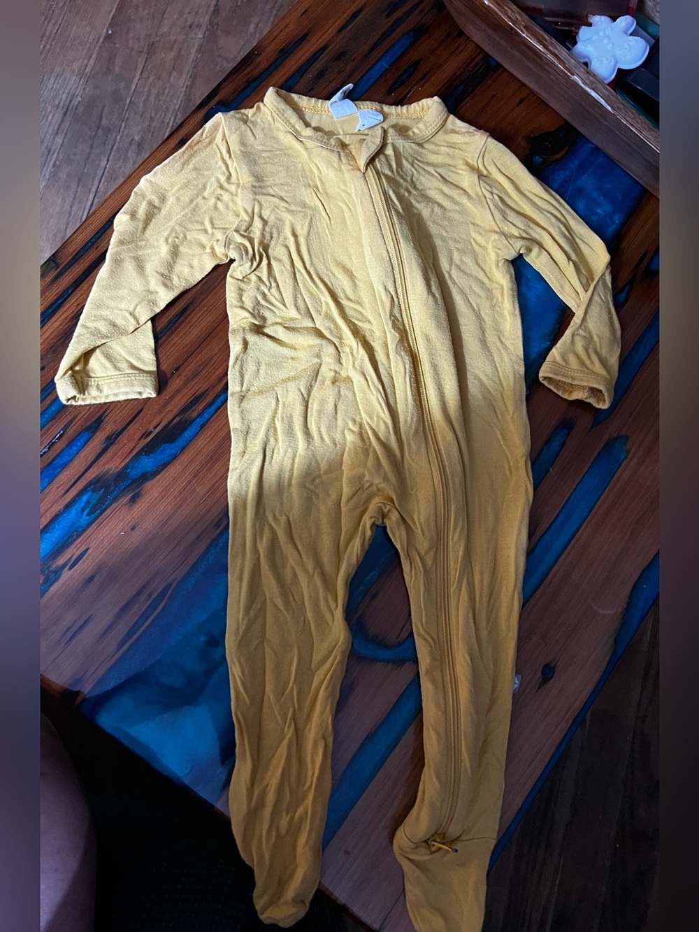 Kyte Baby Mustard Yellow/ marigold zipper footie, size 3-6 months